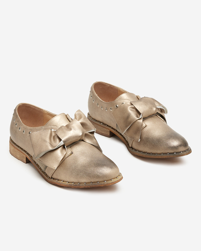 Goldener Damenhalbschuh mit Entera-Schleife - Schuhe