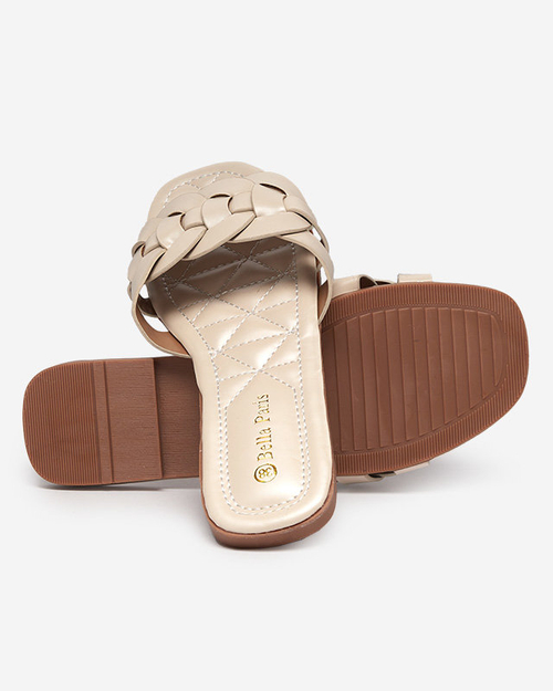 Жіночі тапочки з декоративним поясом бежевого кольору Bevedis - Взуття