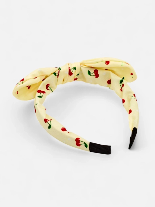 Royalfashion Дитяча пов'язка на волосся з бантиком з принтом у вишеньки