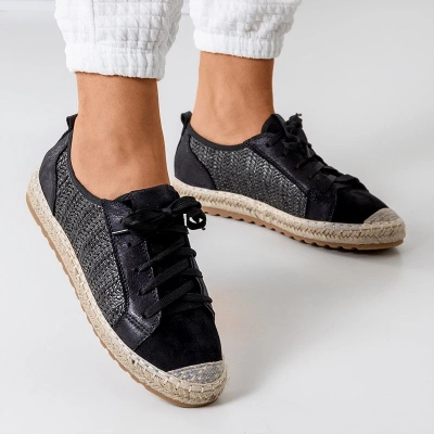 OUTLET Schwarze Damen-Sneaker a'la Espadrilles Fesmav - Schuhe