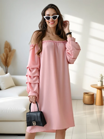 Royalfashion Glattes Damenkleid im spanischen Stil mit Rüschen