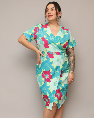 Royalfashion Damen Kleid aus geblümtem Stoff PLUS SIZE