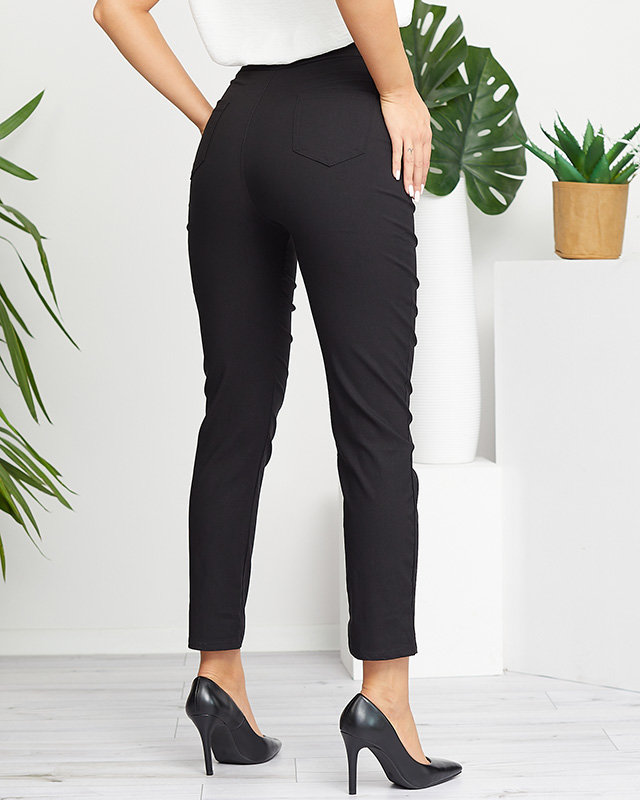 Schwarze Treggings für Damen mit Knöpfen - Kleidung