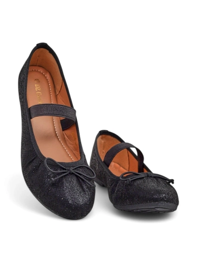 Royalfashion Glänzende Damen-Balletschuhe mit Schleife und elastischem Sicherheitsband