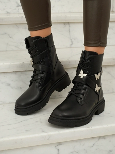 Damen Worker Boots mit Verzierungen Motill