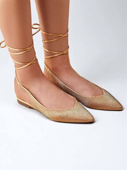 Royalfashion Жіночі балетні туфлі з rhinestones без каблука Daggas