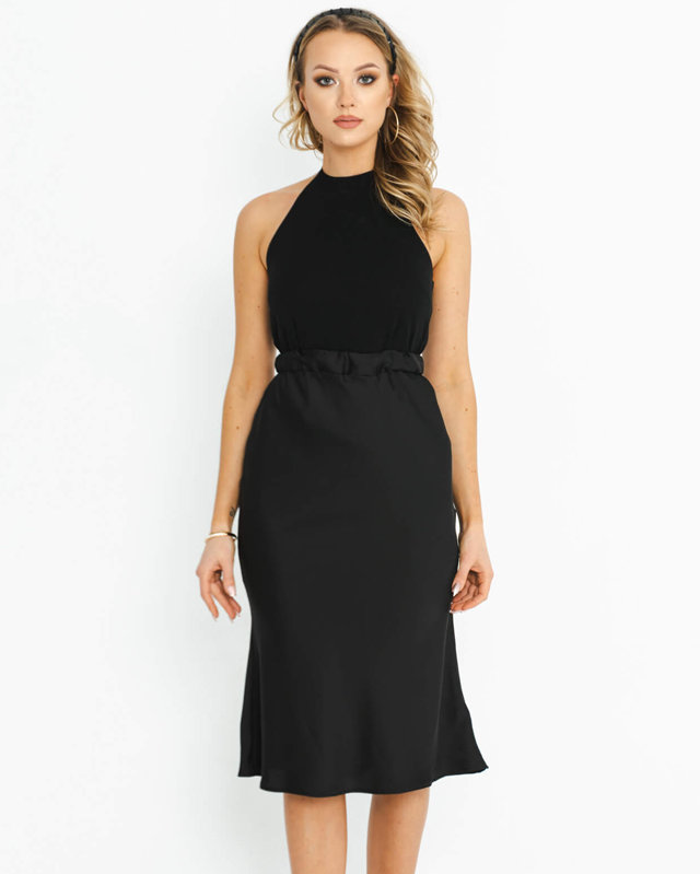 Schwarzer Damen-Midirock aus Satin - Kleidung