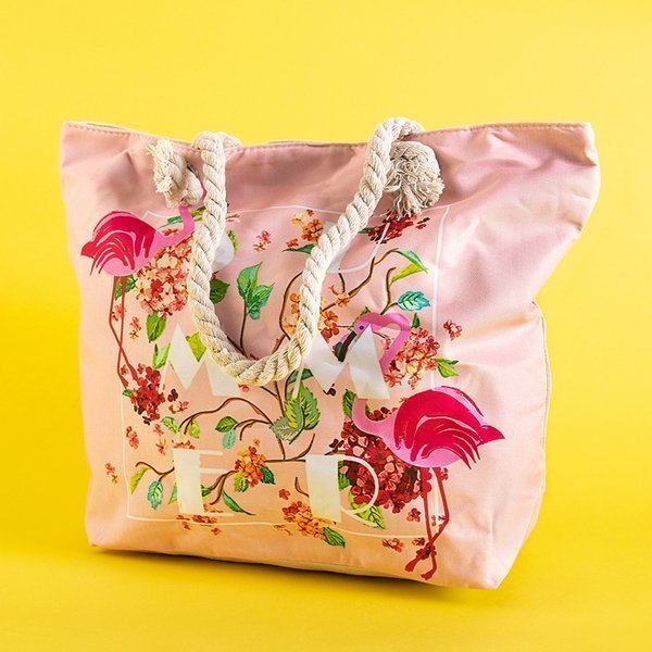 Bunte Strandtasche mit Flamingos - Handtaschen