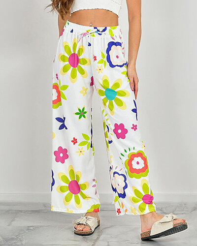 Royalfashion Weite Stoffhose mit Blumenmuster