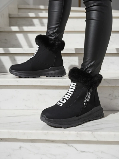 Valentina Schwarze Stiefeletten mit Fell