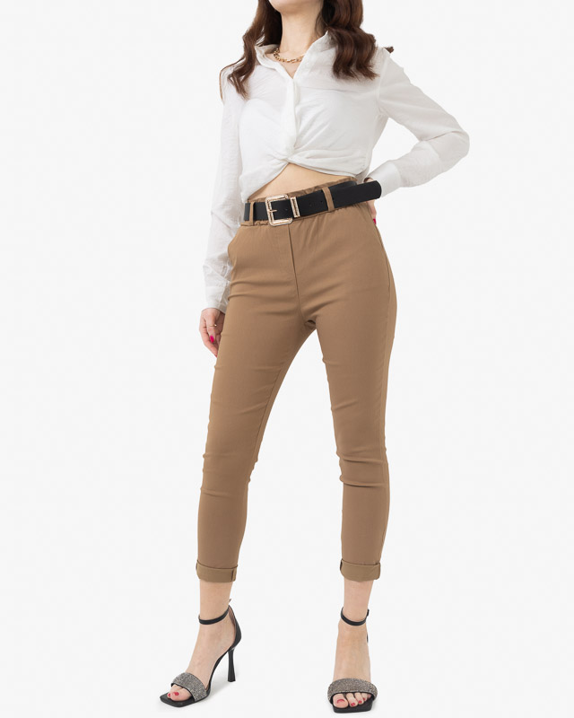 Schwarzer Damengürtel mit goldener Schnalle mit Zirkonia - Accessoires