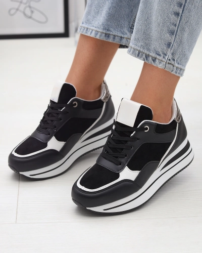Schwarze sportliche Damen-Sneaker mit Anker Aqosda- Footwear