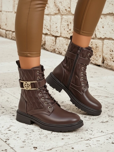 Gesteppte Damen Stiefeletten aus ökologischem Leder Sable Rose