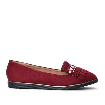 Bordowe mokasyny- Obuwie