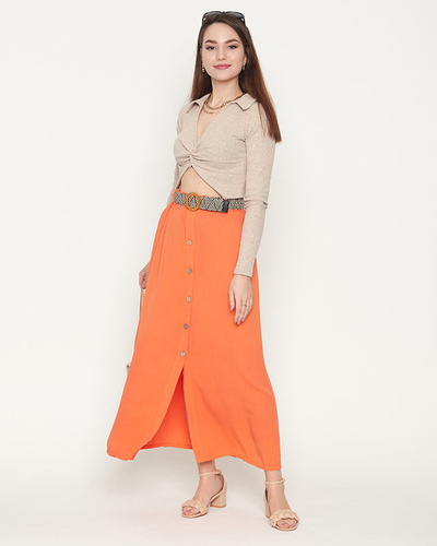 Oranger Midirock für Damen - Kleidung