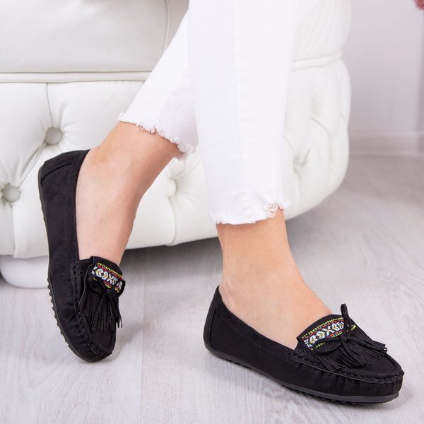Schwarze Mokassins mit Kaddo-Fransen - Schuhe