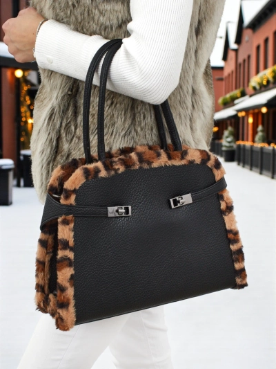 Kleine Damenhandtasche aus Öko-Leder mit Leopardenmuster Panthory