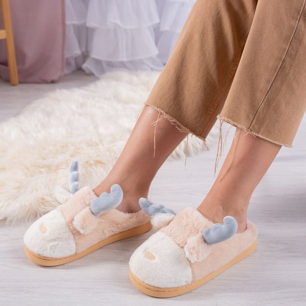 Beige Rentierpantoffeln Sweet Reindeer - Footwear