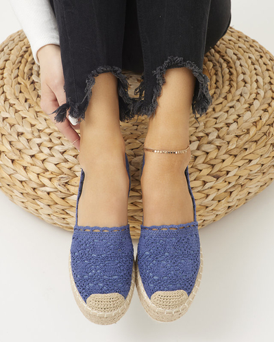 Blaue Damen-Espadrilles mit Lochmuster auf Plateau Ezerra - Schuhe