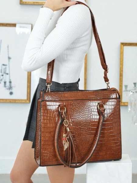 Damen Shopper Handtasche aus Öko-Leder mit Prägung Seraphyne