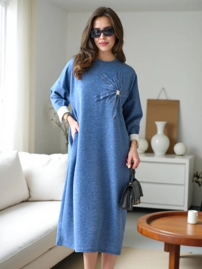 Royalfashion Damen-Midi-Kleid aus Stoff, oversized mit Blumen