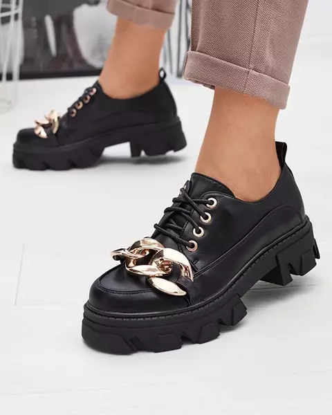 Schwarze flache Schuhe Eqoia - Schuhe