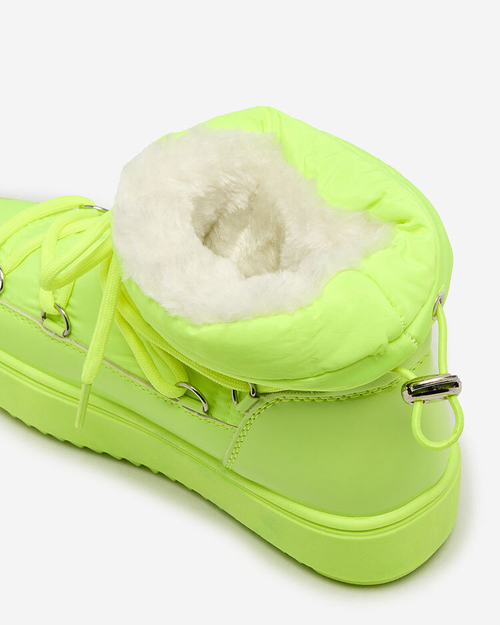 Royalfashion Дитячі черевики-сліпони а-ля снігоступи неоново-жовтого кольору Asifa