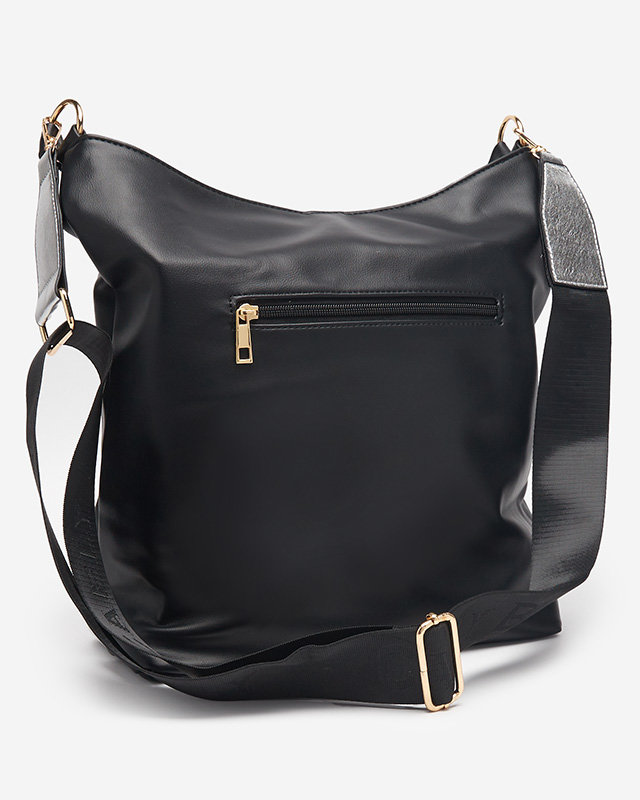 Schwarz-silberne Damenhandtasche mit Zierstreifen - Accessoires