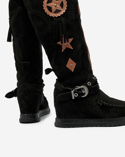 Royalfashion Schwarze Damenstiefel mit verstecktem Anker Figgers