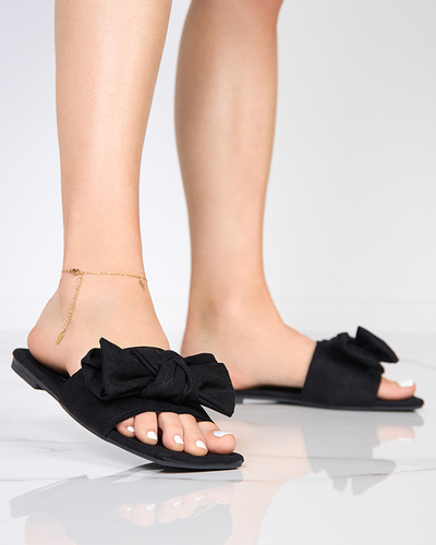 Schwarze Damenhausschuhe mit Stoffschleife Kelisso - Footwear