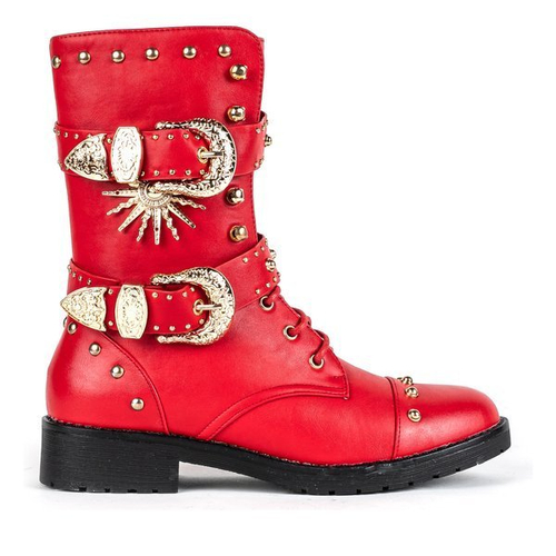 Червоні черевики з золотими прикрасами Albany - Взуття