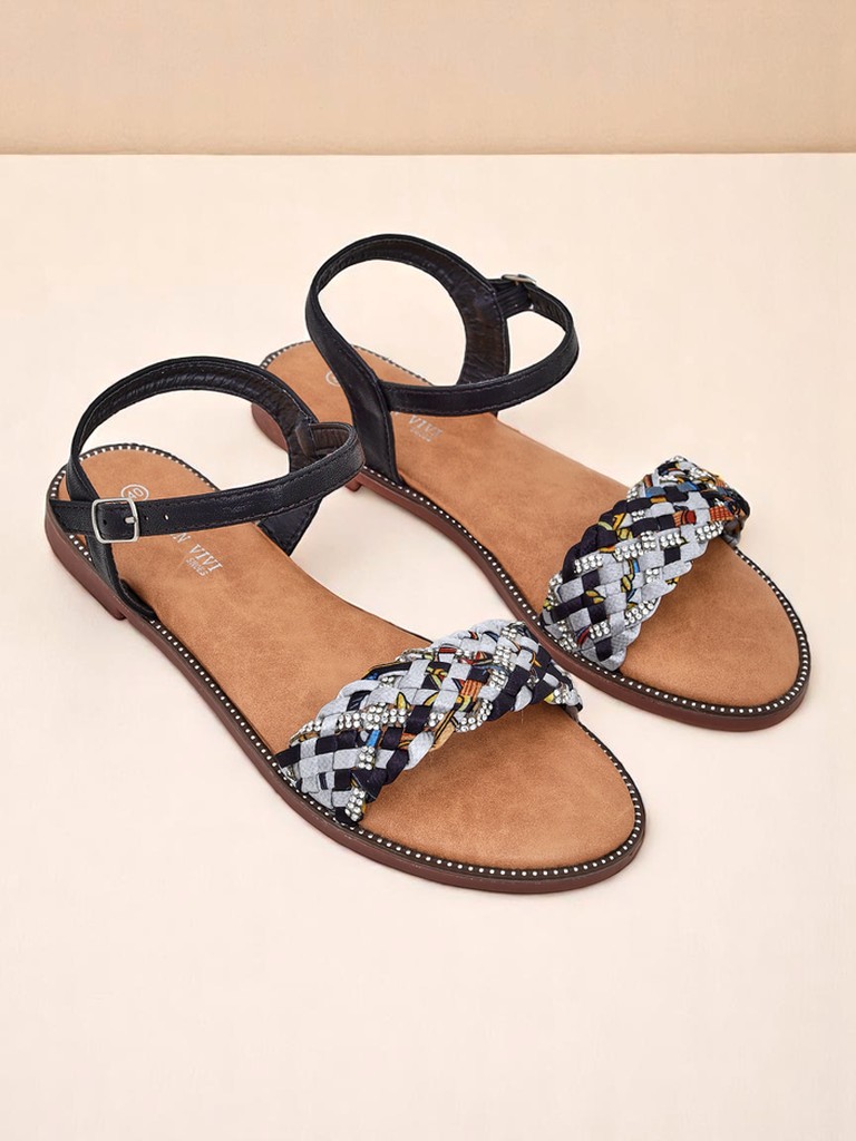 Royalfashion Damen Sandalen mit flacher Sohle ColorStrap