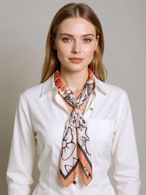 Apollonia – жіночий шарф з поліестеру 69x66 см рожево-бежевий квітковий