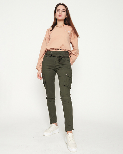 Dunkelgrüne Damen-Cargohose - Kleidung