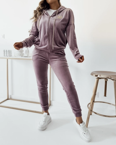 Royalfashion Lila Damen-Sweatshirt-Set mit Patch