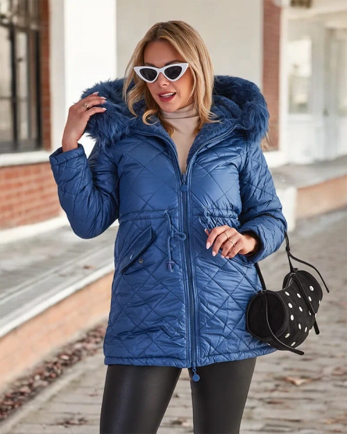 Жіноча стьобана куртка Royalfashion синього кольору