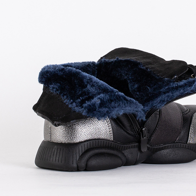 Schwarze Kinderstiefel mit silbernen Einsätzen Kaliaso - Schuhe