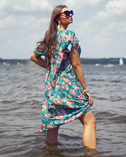 Жіноча сукня Royalfashion Зелена з квітковим візерунком