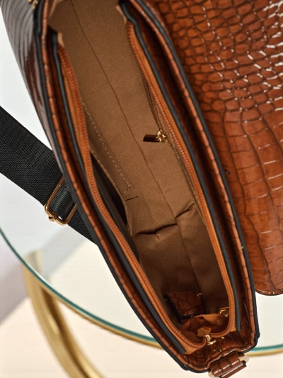 Lackierte kleine Damenhandtasche aus Öko-Leder Panthere Mist