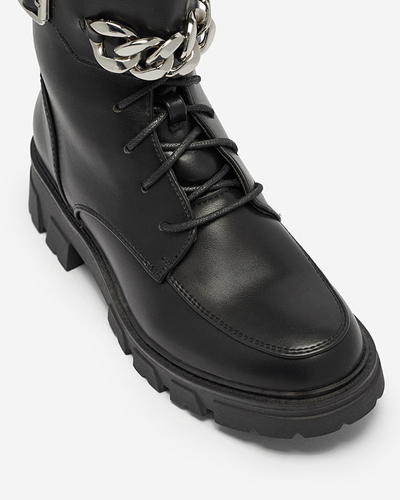 OUTLET Gewärmte schwarze Baggerstiefel für Damen Effpi- Footwear
