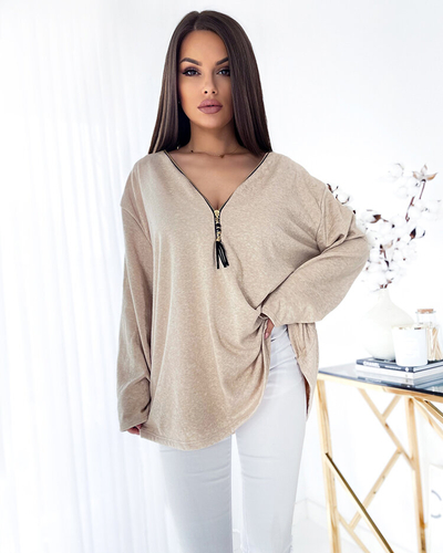 Royalfashion Oversize-Bluse für Damen in Beige