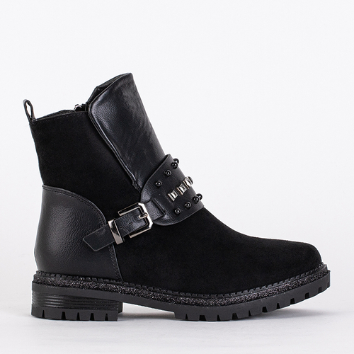 Чорні утеплені черевики для дівчинки Peggie