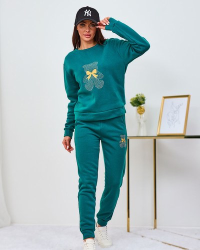 Royalfashion Grünes isoliertes Damen-Trainingsanzug-Set mit Aufdruck