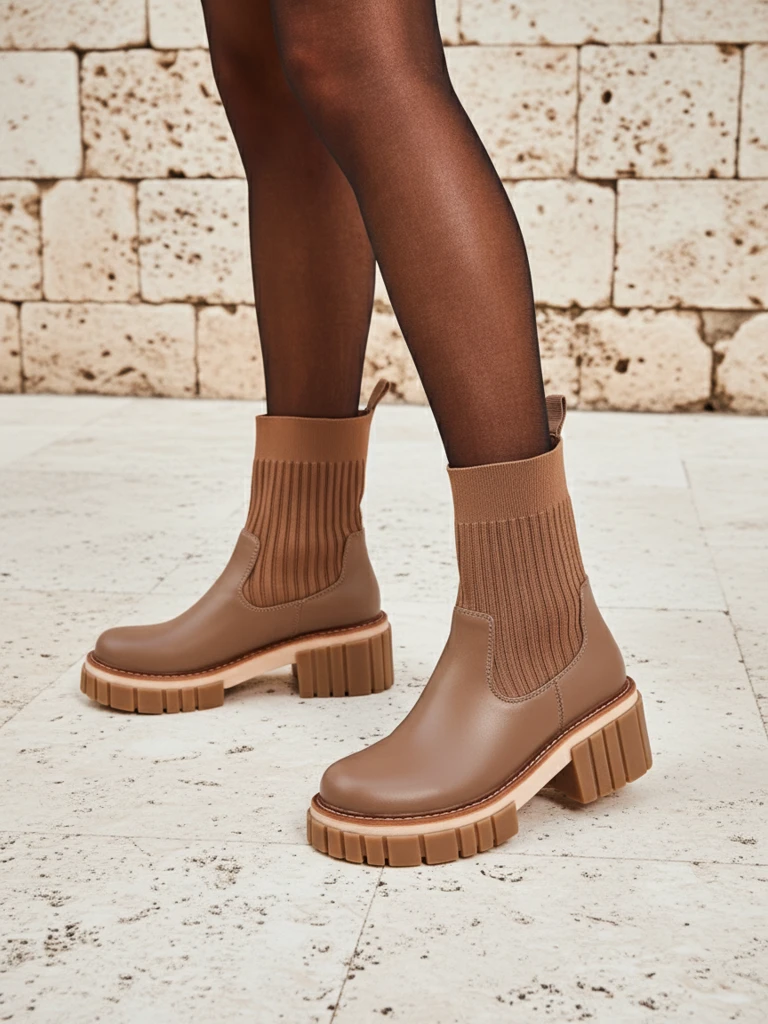 Damen Stiefeletten mit Blockabsatz aus Öko-Leder Ivy Storm