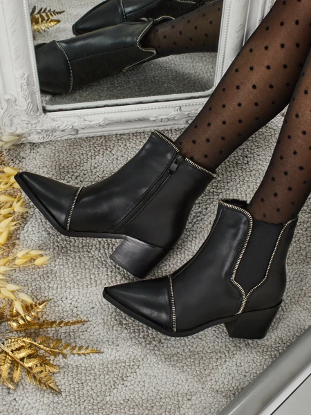 Damen Stiefeletten aus Öko-Leder mit Blockabsatz Omen Glade