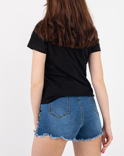 Schwarzes Damen-T-Shirt mit Aufdruck MISIA- Clothing