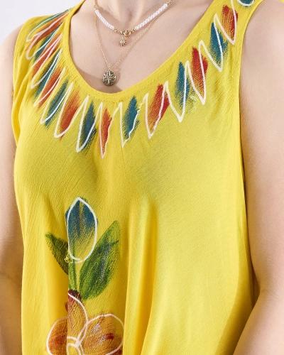 Жовте жіноче візерункове покривало на ліжко з принтом - Одяг