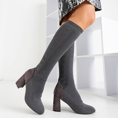 Graue Damenstiefel a'la Balladyna Socke - Schuhe