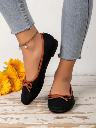 Royalfashion Damen Ballettschuhe mit Glitzer und einer Schleife Aramie