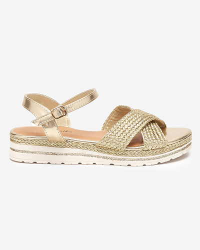 Goldene Damensandalen mit Flechtmuster und Glitzer Metifa - Footwear